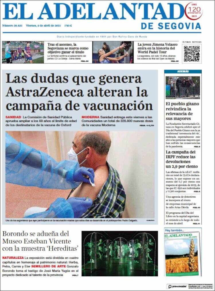 Portada de El Adelantado de Segovia (Espa&ntilde;a)