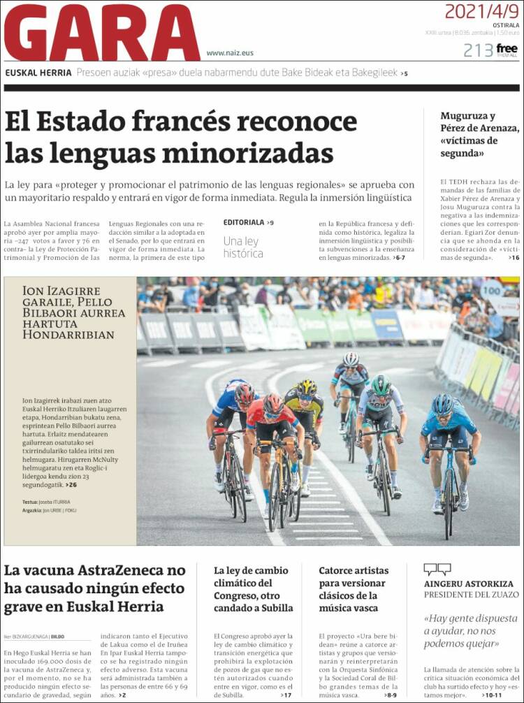 Portada de Gara (Espa&ntilde;a)