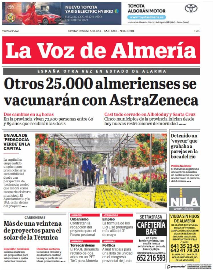 Portada de La Voz de Almería (Espa&ntilde;a)