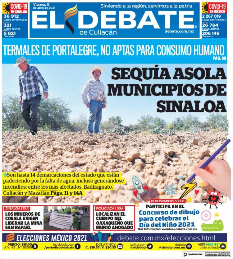 Portada de El Debate de Culiacán (México)