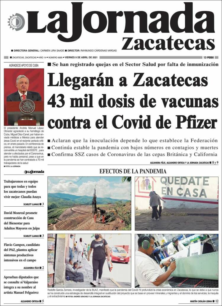 Portada de Jornada de Zacatecas (México)