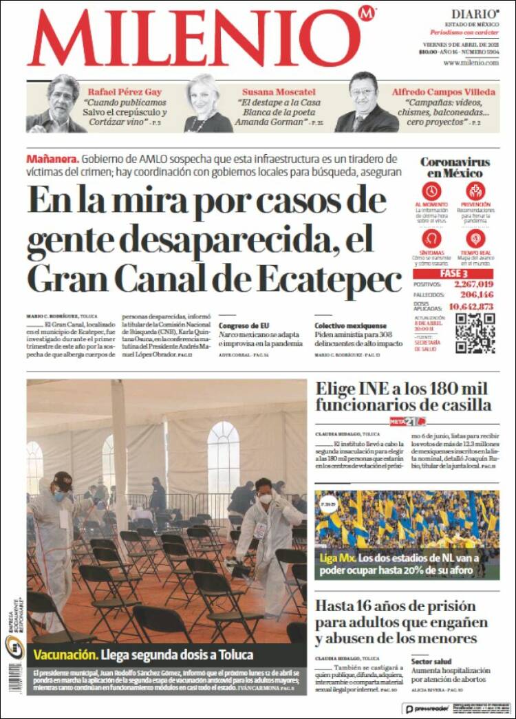 Portada de Milenio - Estado de México (México)