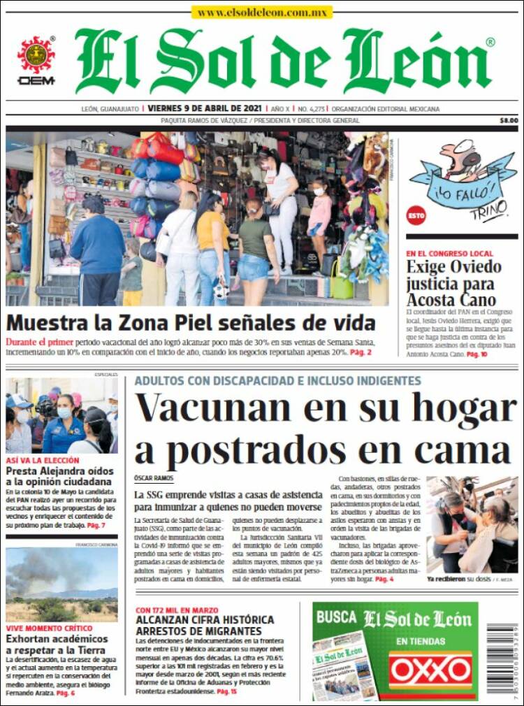 Portada de El Sol de León (México)