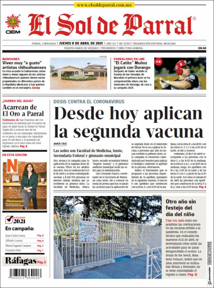Portada de El Sol de Parral (México)