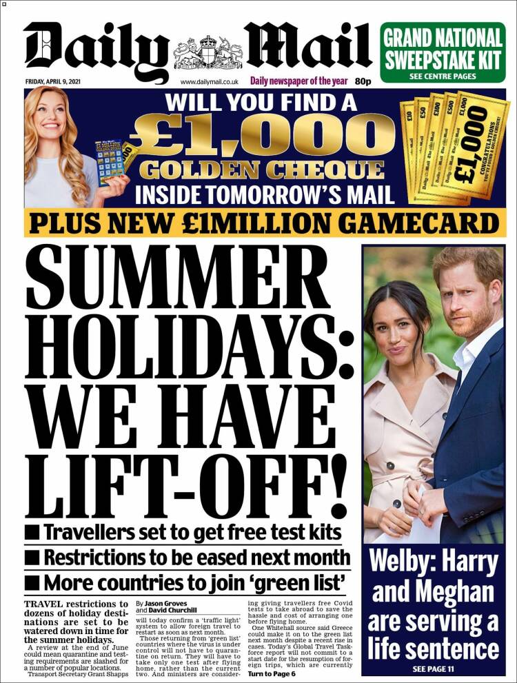 Portada de Daily Mail (Reino Unido)