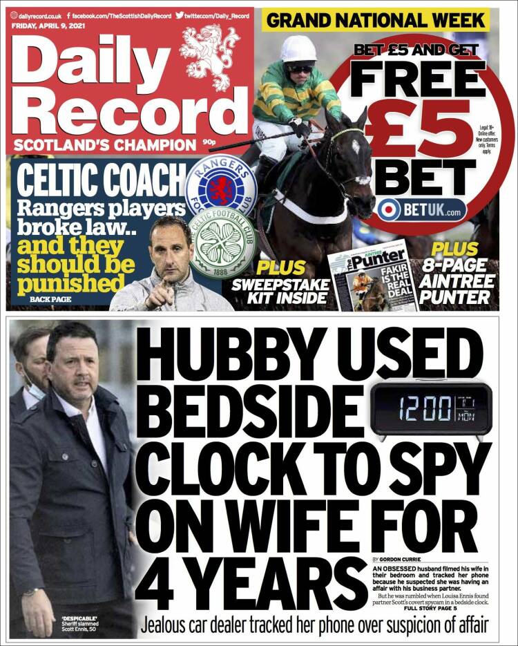 Portada de Daily Record (Reino Unido)