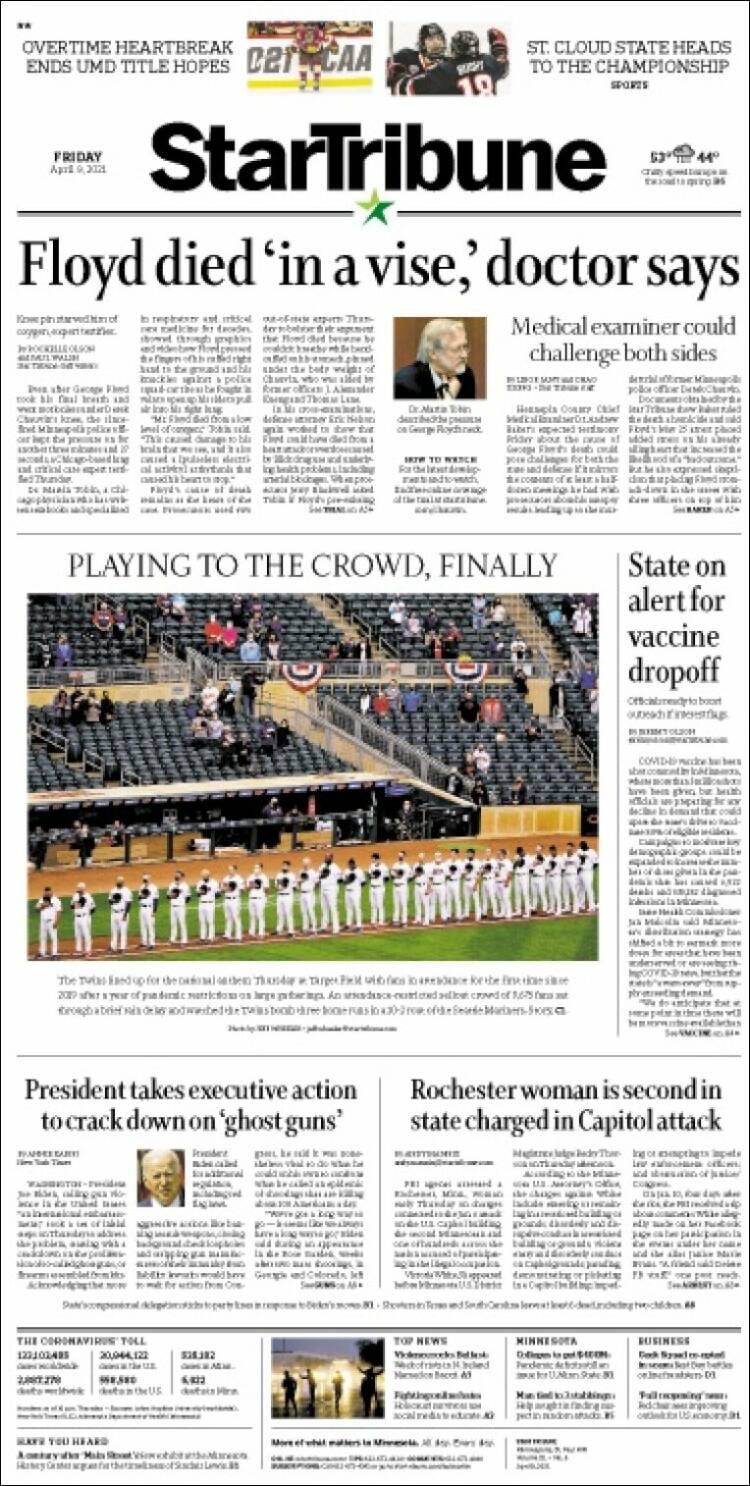 Portada de Star Tribune (USA)