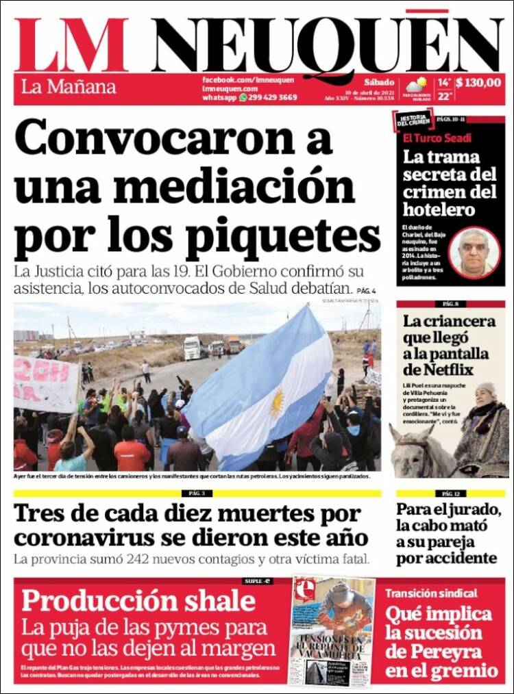 Portada de La Mañanade Neuquén (Argentina)