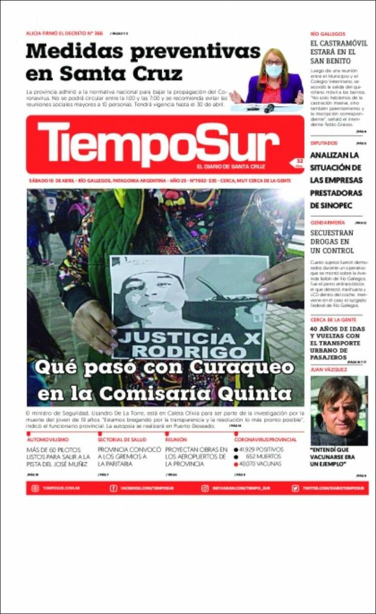 Portada de Tiempo Sur (Argentina)