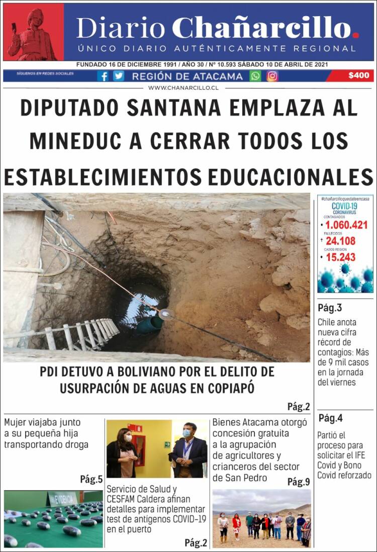 Portada de Diario Chañarcillo (Chile)