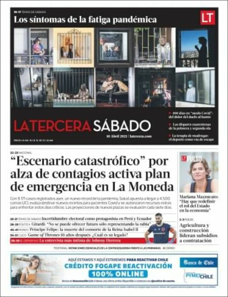 Portada de La Tercera (Chile)