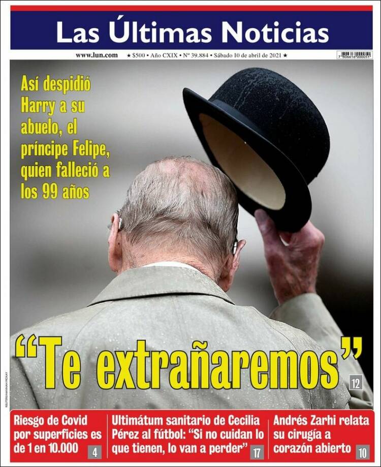 Portada de Las Últimas Noticias (Chile)