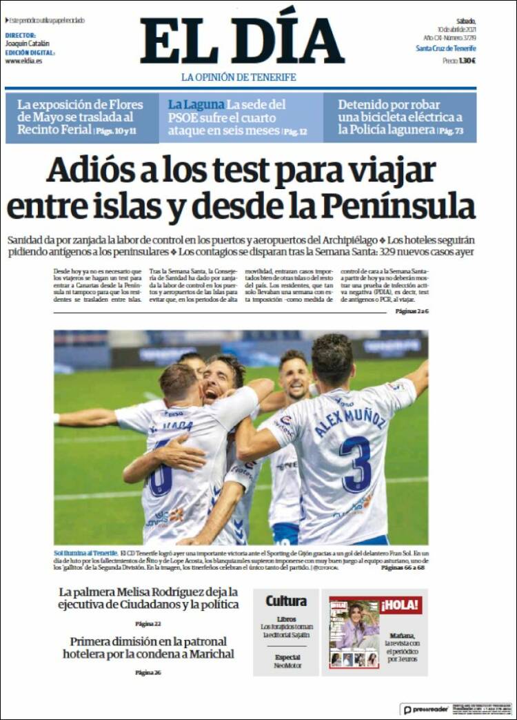 Portada de El Día (España)
