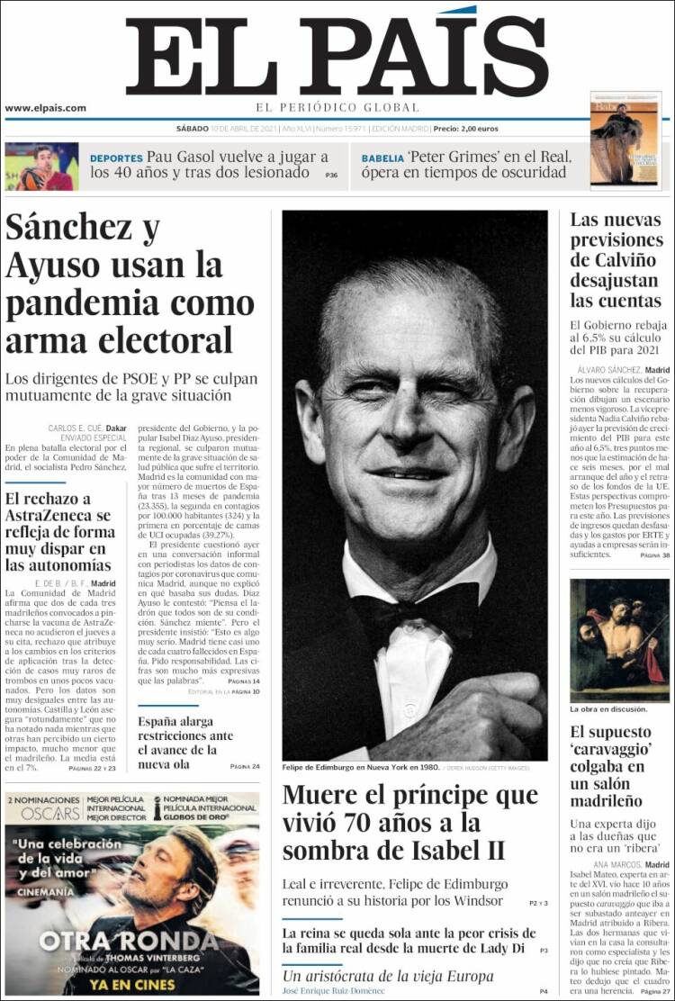 Portada de El País (España)