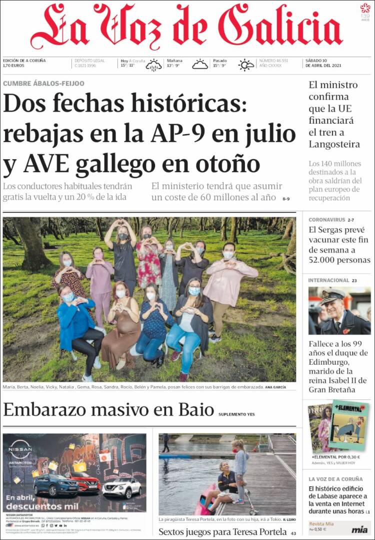 Portada de La Voz de Galicia (España)