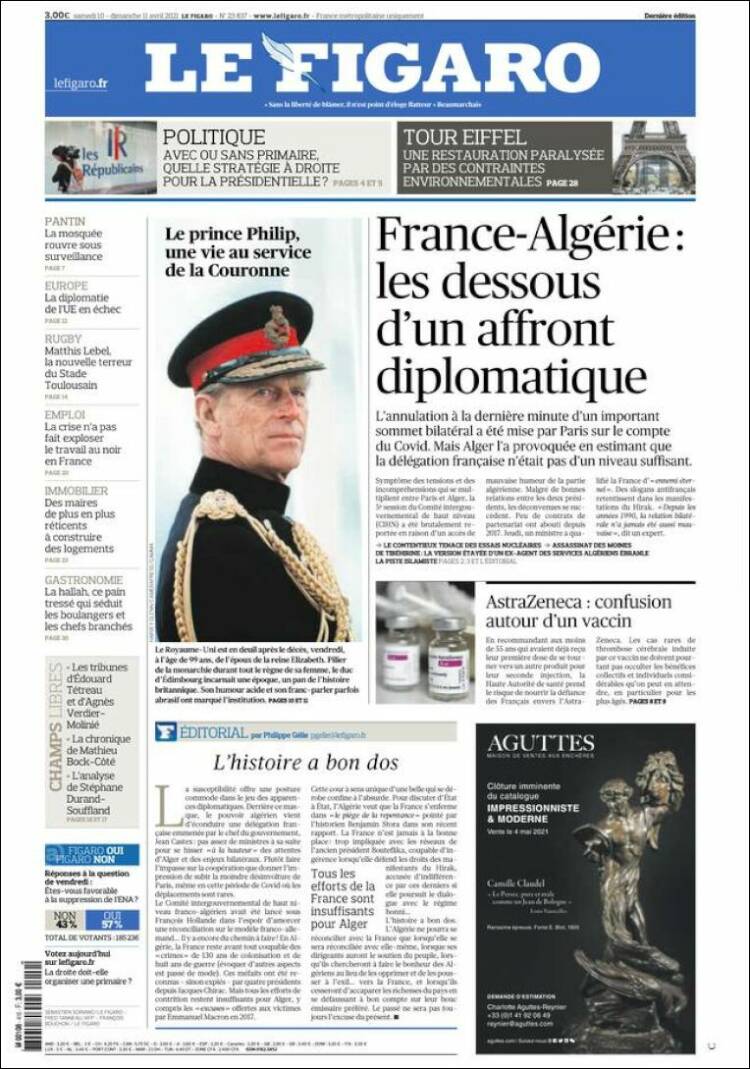 Portada de Le Figaro (Francia)