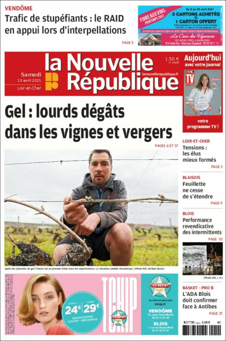 Portada de La Nouvelle Republique (Francia)