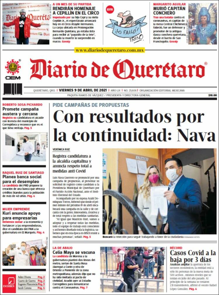 Portada de Diario de Querétaro (México)