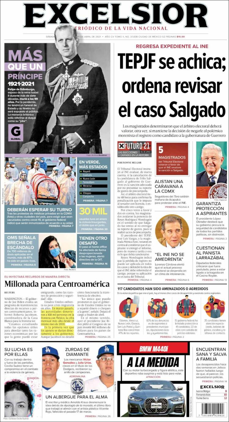 Portada de Excelsior (México)
