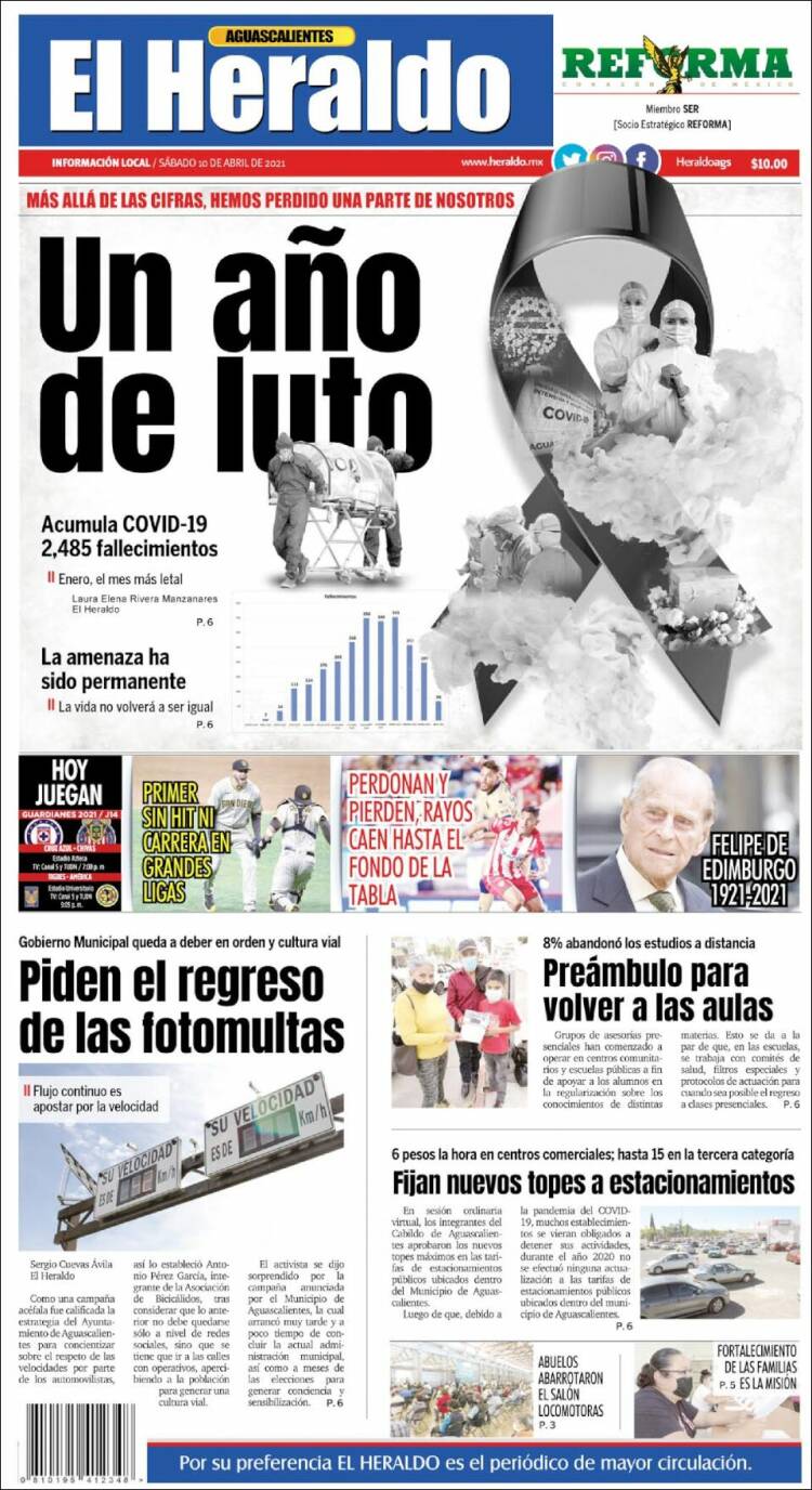 Portada de El Heraldo de Aguascalientes (México)