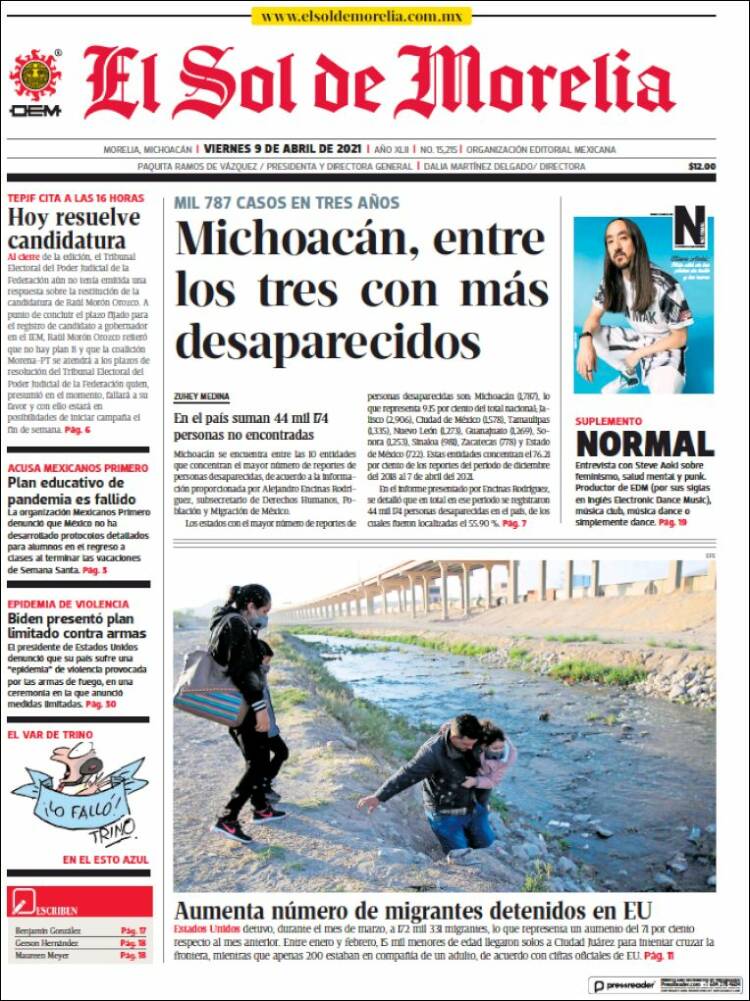 Portada de El Sol de Morelia (México)