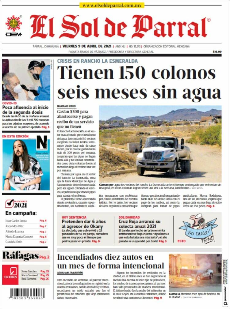 Portada de El Sol de Parral (México)