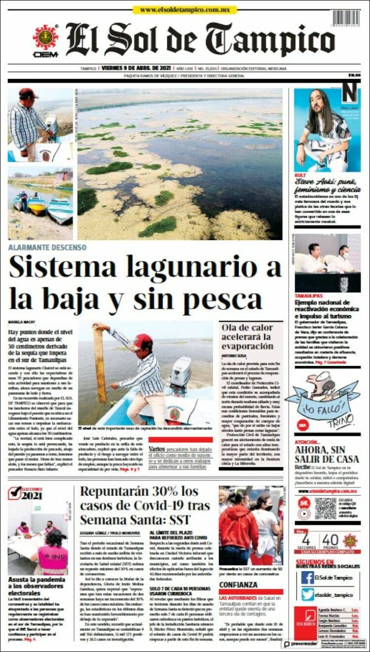 Portada de El Sol de Tampico (México)