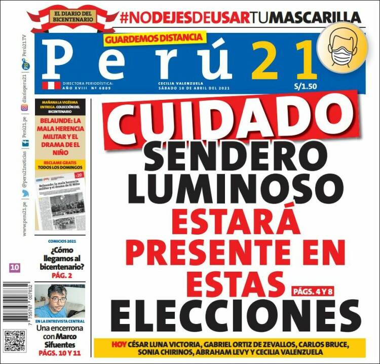 Portada de Perú 21 (Per&uacute;)
