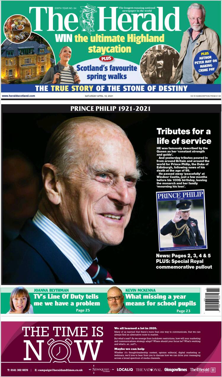 Portada de The Herald (Reino Unido)