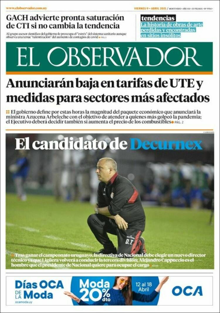 Portada de El Observador (Uruguay)