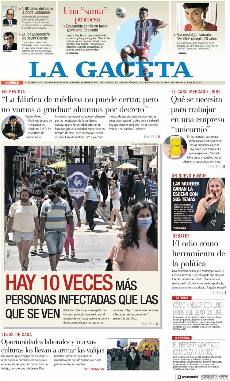 Portada de La Gaceta (Argentina)