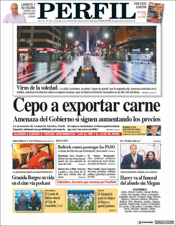 Portada de Diario Perfil (Argentina)