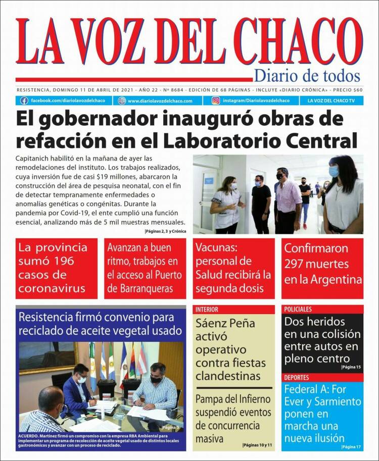 Portada de La Voz del Chaco (Argentina)