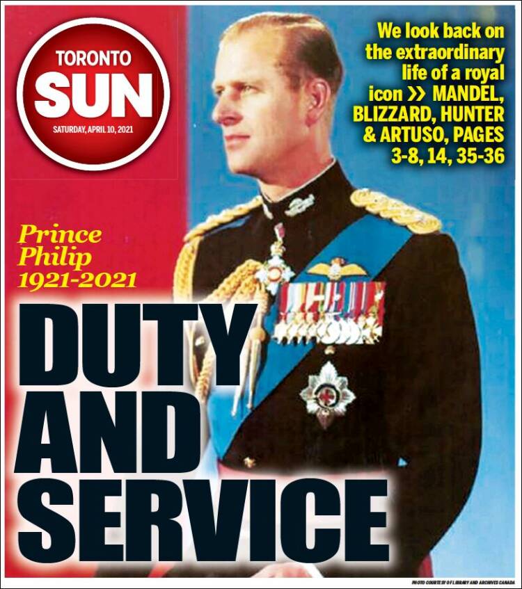 Portada de The Toronto Sun (Canadá)