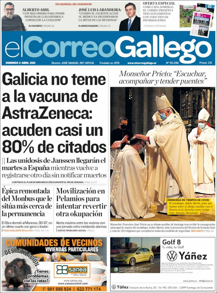 Portada de El Correo Gallego (España)