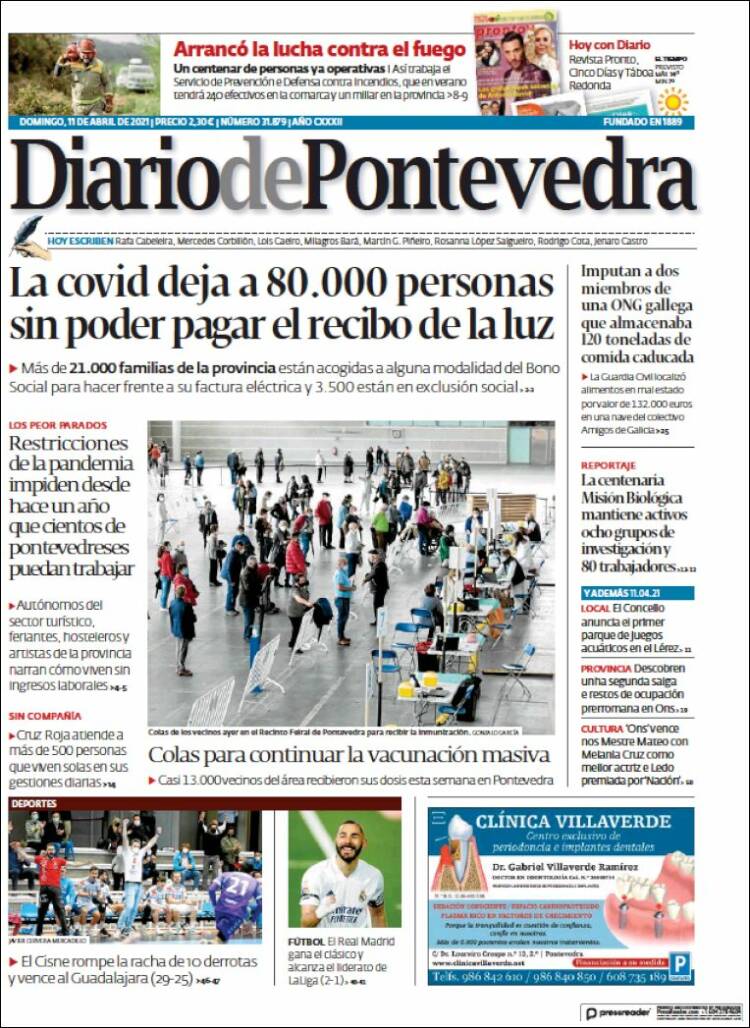 Portada de Diario de Pontevedra (España)