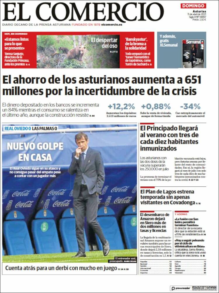 Portada de El Comercio (España)