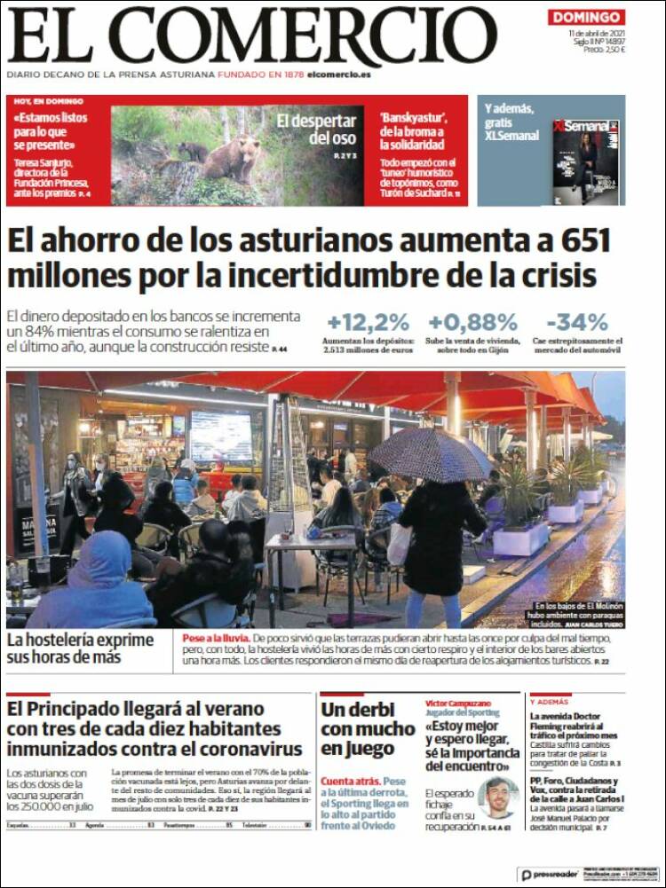 Portada de El Comercio - Gijón (España)