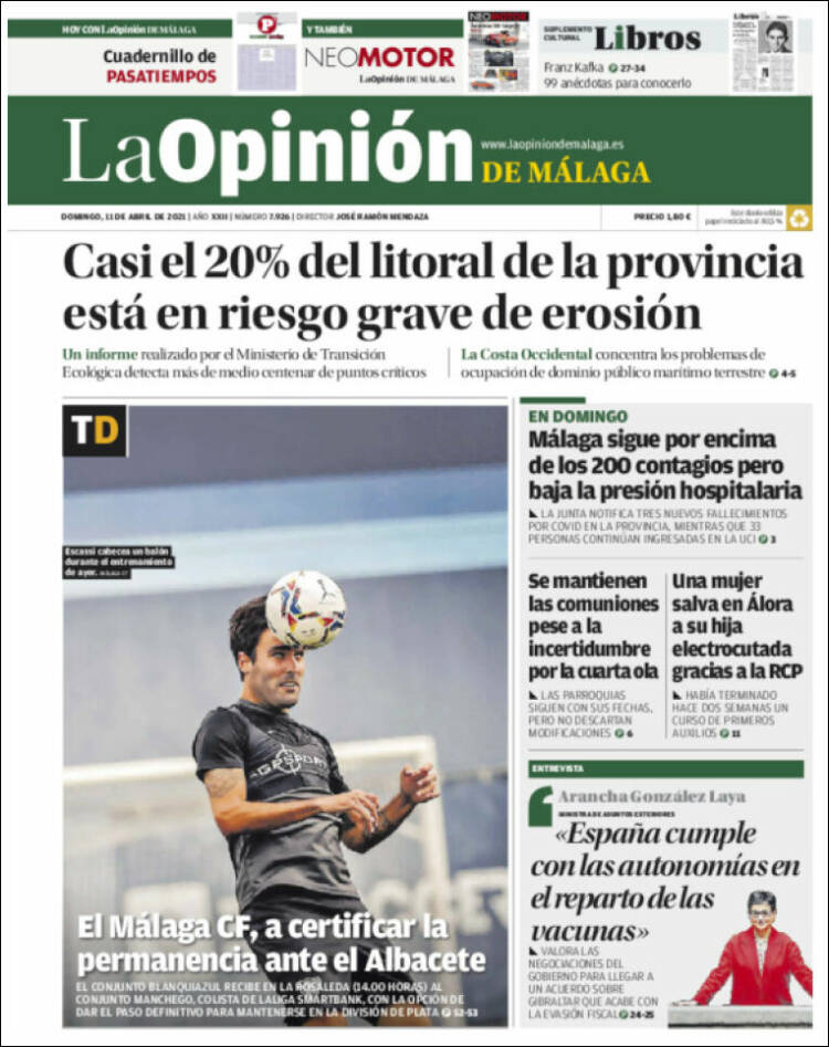 Portada de La Opinión de Málaga (España)