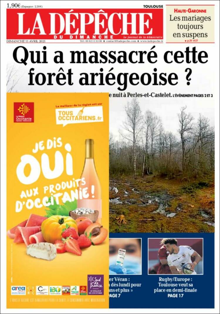 Portada de La Dépêche du Midi (Francia)