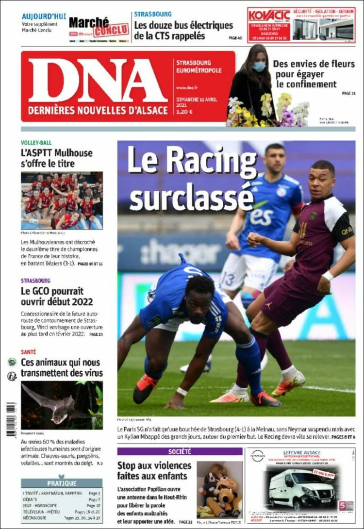 Portada de Les Dernières Nouvelles d'Alsace (Francia)