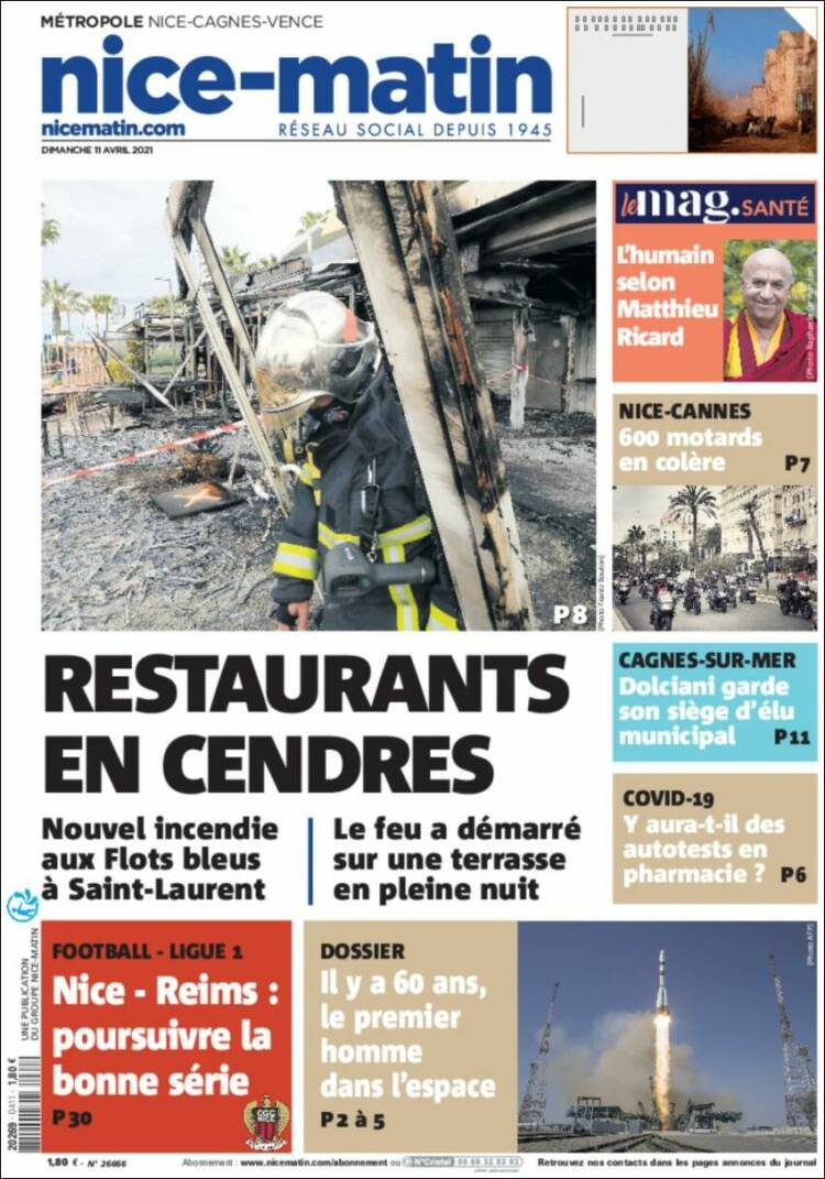 Portada de Nice-Matin (Francia)