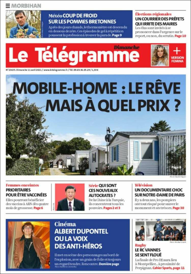 Portada de Télégramme (Francia)