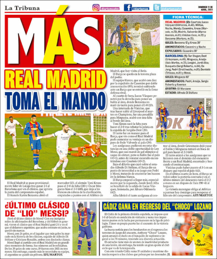 Portada de Diario Más (Honduras)