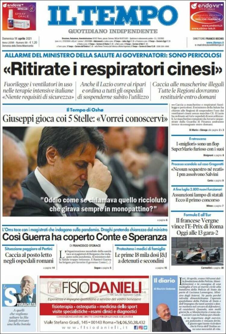 Portada de Il Tempo (Italia)