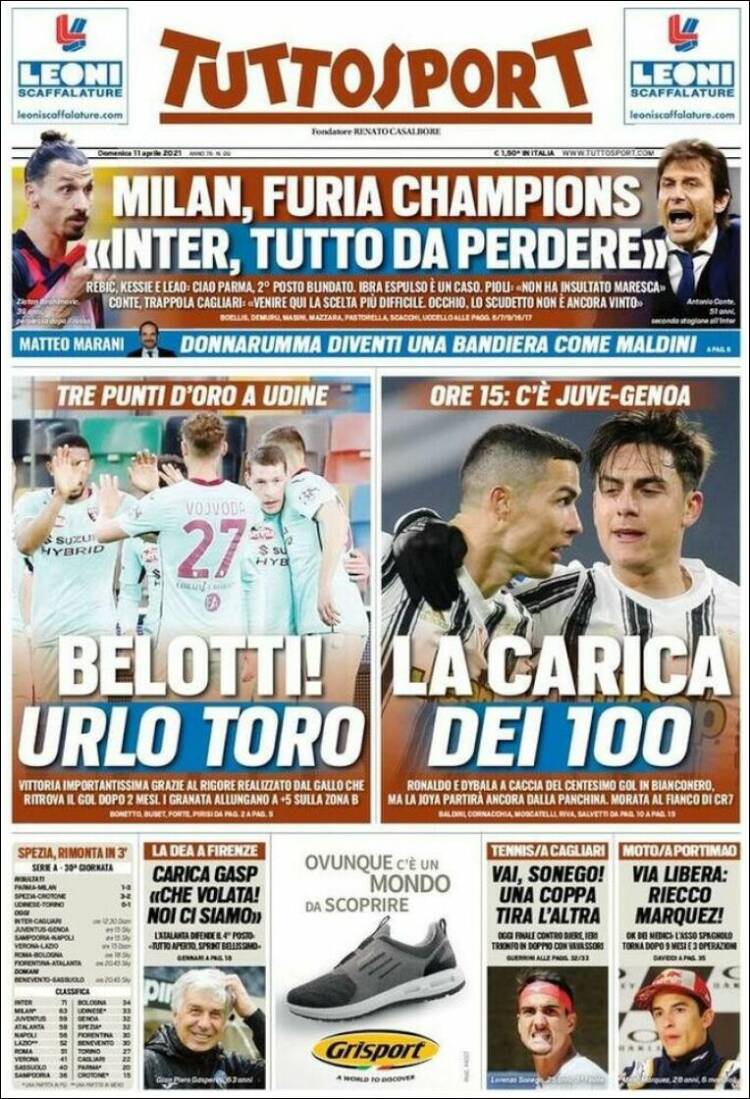 Portada de Tuttosport (Italia)