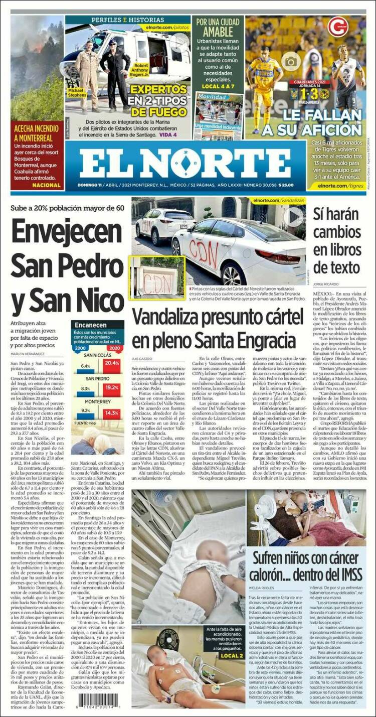 Portada de El Norte (M&eacute;xico)