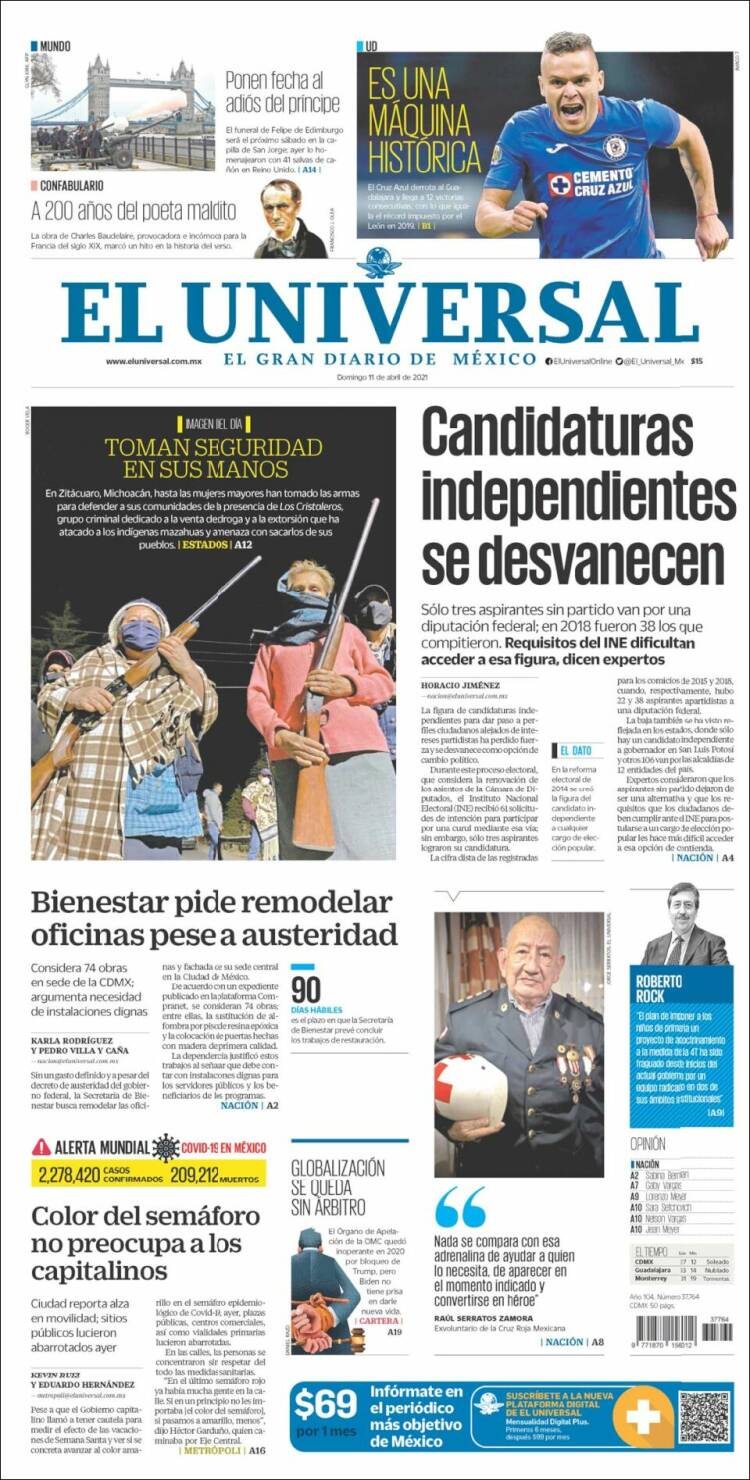 Portada de El Universal (M&eacute;xico)