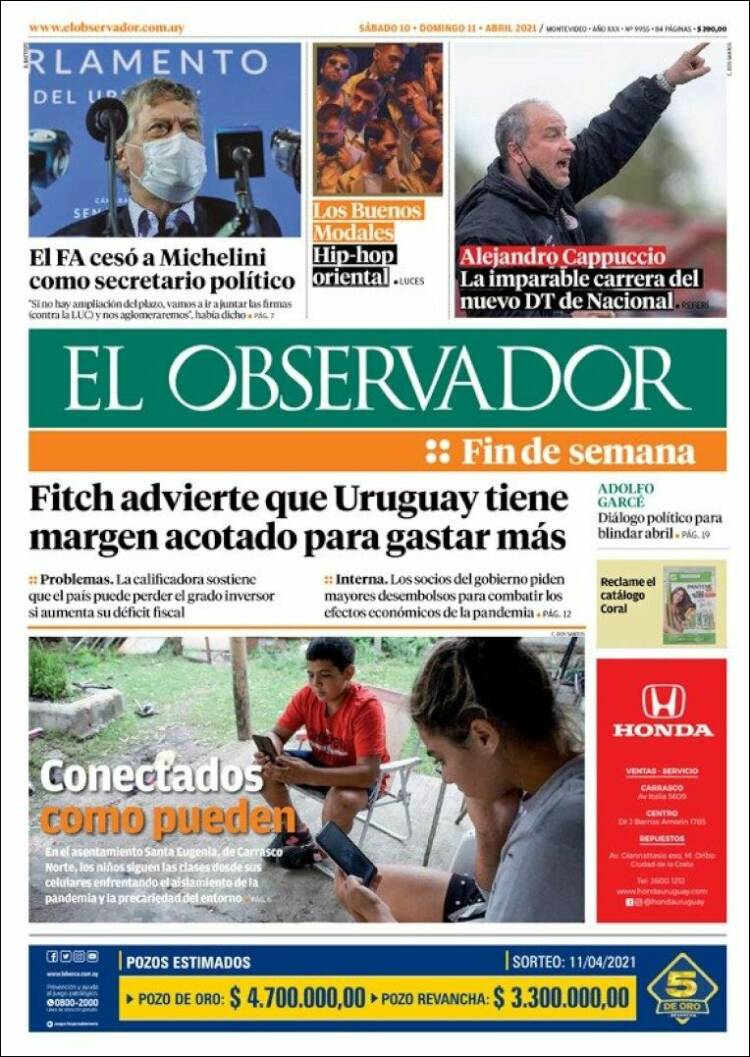 Portada de El Observador (Uruguay)