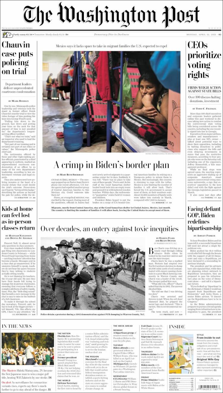 Portada de The Washington Post (USA)